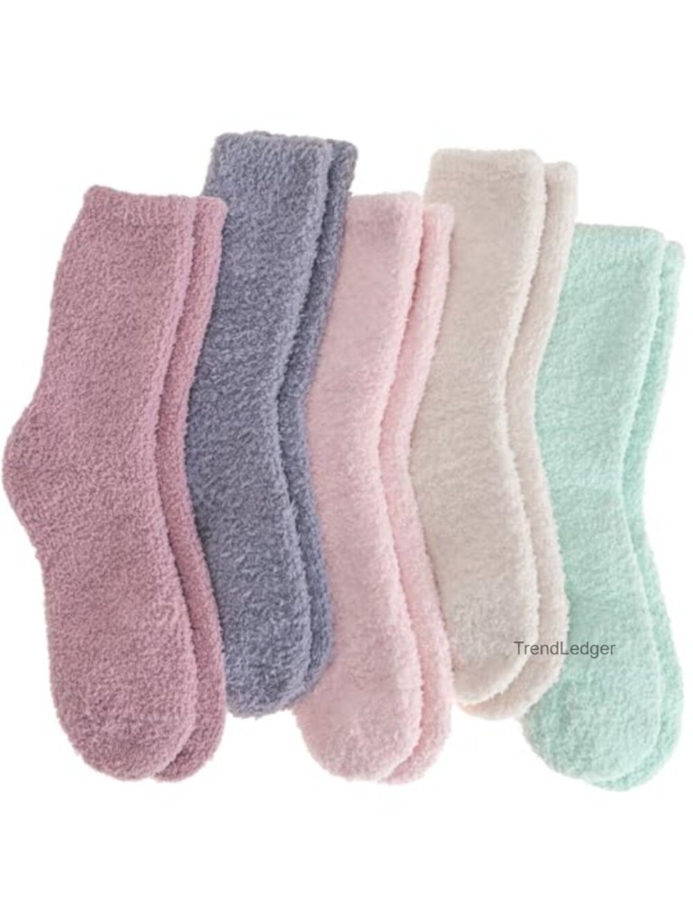 Fuzzy Plush Slipper Socks Warm Cozy Winter Crew Socks 5 Pairs